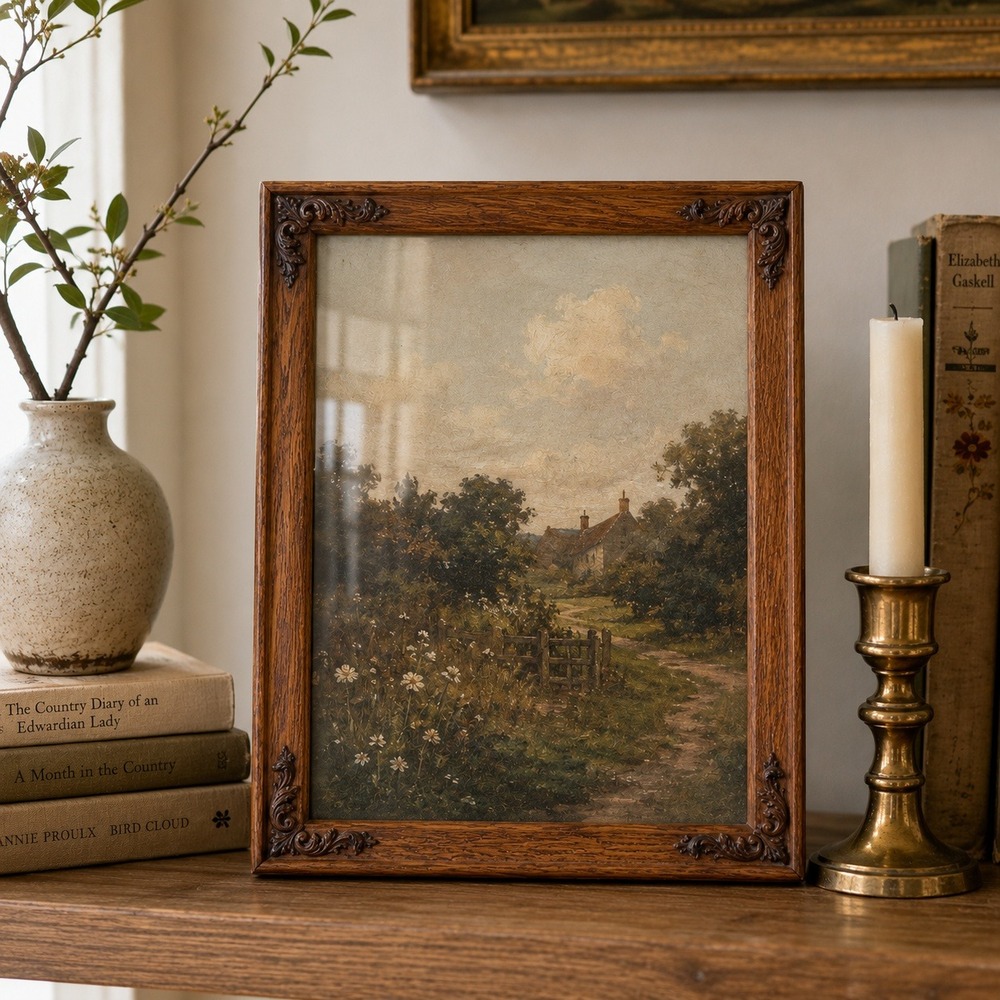 Vintage Carved Wood Picture Frame Ornate Oak Tabletop Frame 8x10 Wall Decor